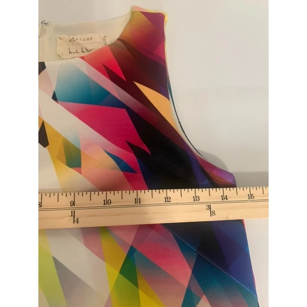 Nicole Miller  Kaleidoscope Sheath Dress‎ Size 0 Geometric Print Bodycon Artsy